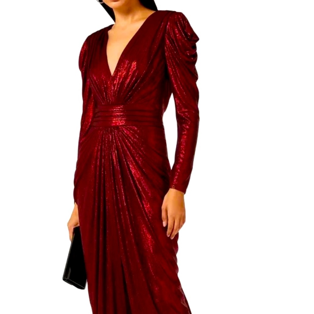 Lava Draped Metallic Lamé Gown
